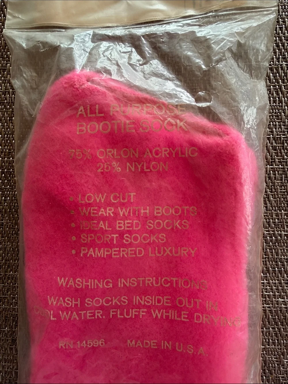 Hot Pink 1960's Vintage Tender Foot Slipper Socks New Old Stock Size 9-11 Sealed